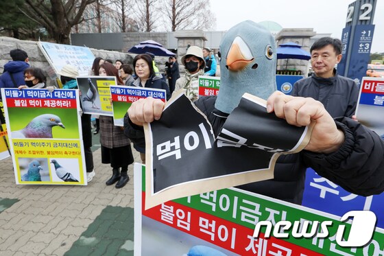 동물권 단체, '비둘기 먹이주기금지' 반대