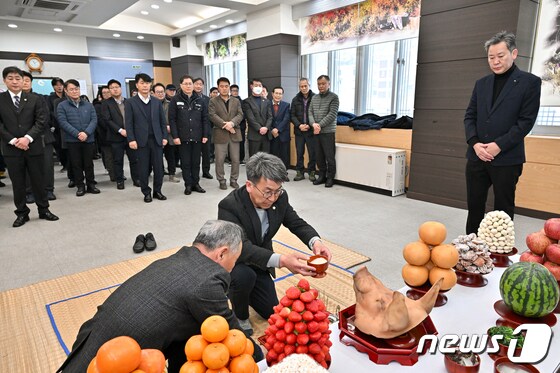 강원 정선군의 '제22회 풍년기원제'가 22일 군농업인회관에서 열렸다. (정선군 제공) 2024.2.22/뉴스1