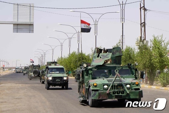 이라크 군용 차량이 북동부 키르쿠크에서 이동 중인 모습. (사진은 기사 내용과 무관함) 2023.09.05. © AFP=뉴스1 © News1 정윤영 기자