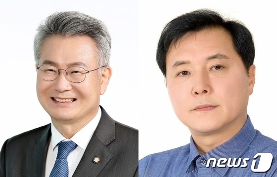 왼쪽부터 김회재 현 민주당 의원, 조계원 민주당 부대변인. 뉴스1 DB