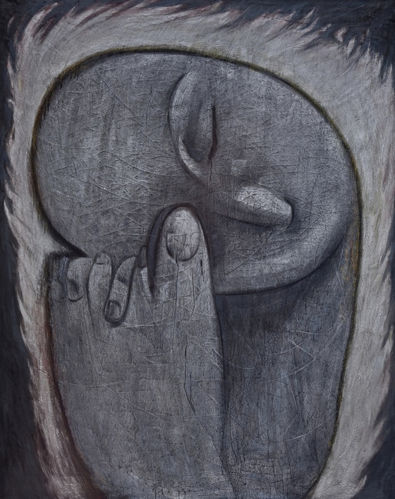 김길후 KIM Gil-hu, 사유의 손 The Thinking Hand, 2010, 캔버스에 혼합매체 Mixed media on canvas, 227x182cm. 학고재 제공.