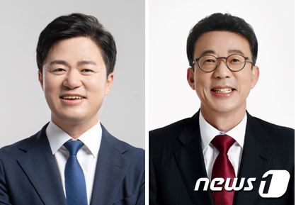 왼쪽부터 경기 김포을 박상혁 더불어민주당, 홍철호 국민의힘 후보