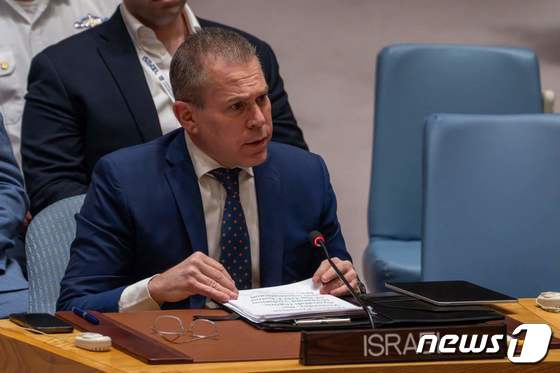 길라드 에르단 유엔 주재 이스라엘 대사. 2024. 4. 15 © AFP=뉴스1 © News1 우동명 기자