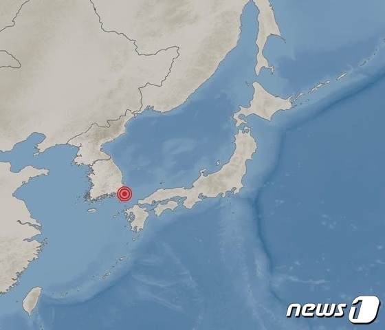 일본 나가사키현 대마도 북북동쪽 해역에서 발생한 지진 기상도 (기상청 날씨누리 갈무리)