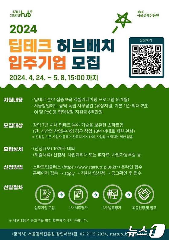 딥테크 허브배치 입주기업 모집. (서울시 제공)© 뉴스1