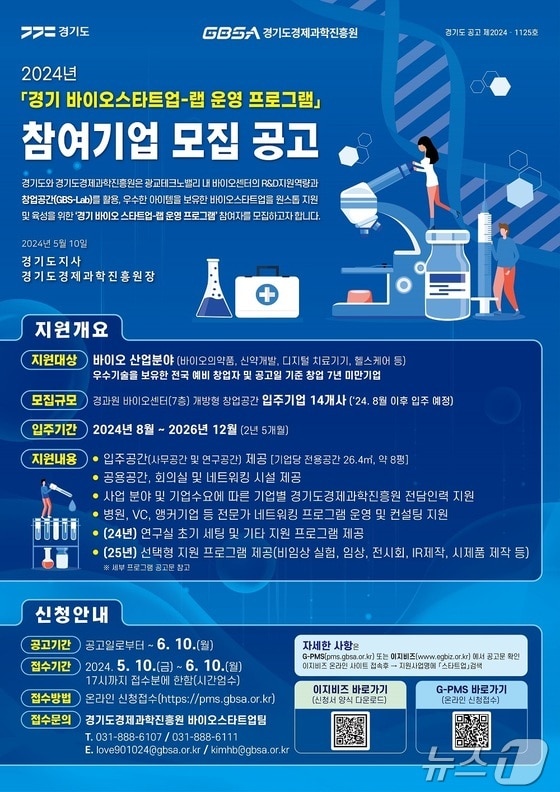 '경기 바이오 스타트업 랩 운영 프로그램' 참여 안내문.(경기도 제공)
