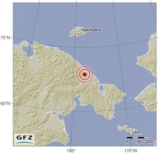 러시아에서 6일 발생한 지진의 진원을 표시한 지도. (출처 : GFZ) 2024.05.06/